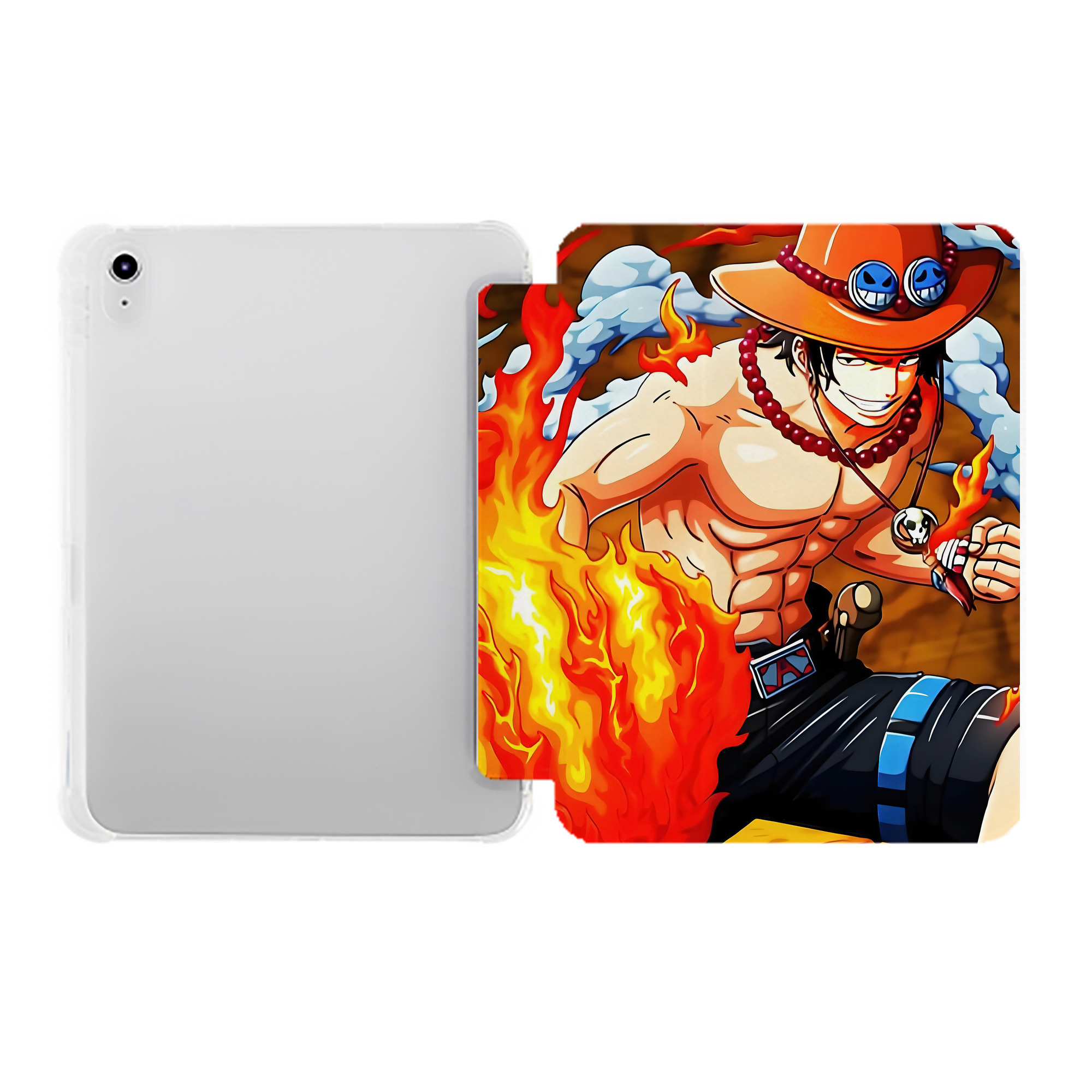 （画像用） ワンピース ONE PIECE IPad ケース ペン収納付き 三つ折りスタンド PUレザー×シリコン 対応機種9.5/10.5/10.9インチ